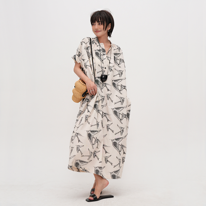 【ワンピース】夏 先染め 立体ジャカード ルーズ 半袖 ワンピース 【SHシリーズ】