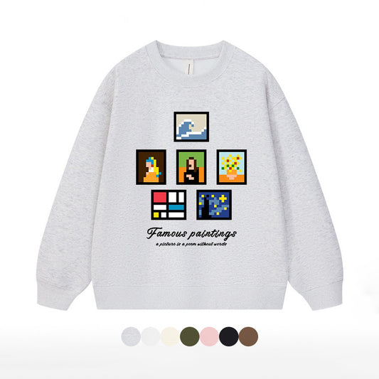 7カラー | S~3XL【トップス】ピクセル風 アメリカンプリント クルーネックスウェット カップル ユニセックス ヒップホップ ストリート パーカー【FCシリーズ】