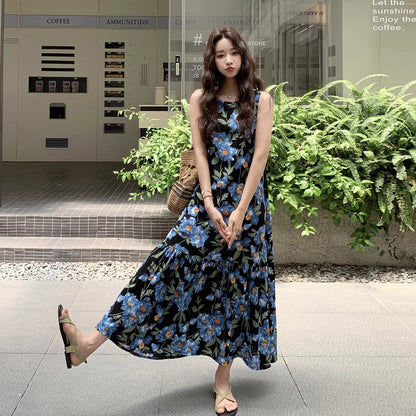 【ワンピース】フレンチリゾート風 花柄 ノースリーブワンピース 夏の気質コーデにぴったり【SHシリーズ】