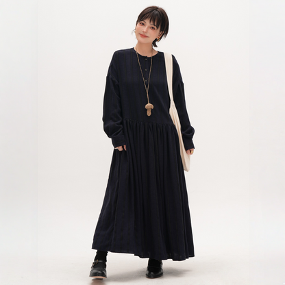 【ワンピース】春 秋 ストライプ 細見え ロング 長袖 ワンピース 【JZシリーズ】