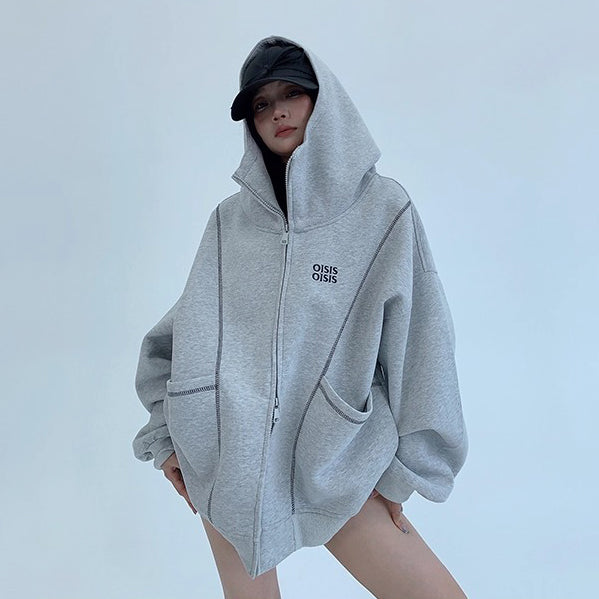 【アウター】カジュアル リラックスシルエット 刺繍フードジャケット レディース【FCシリーズ】