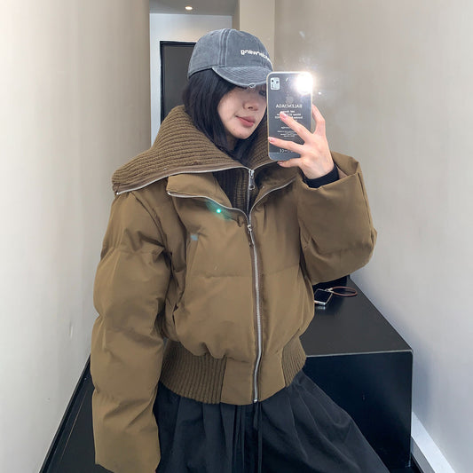 【アウター】ショート丈フェイクレイヤード中綿ジャケット レディース 小洒落感たっぷり 厚手 綿入れコート【FCシリーズ】