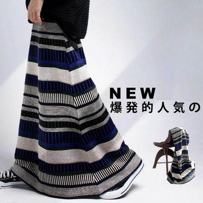 【24AW】【ワンピース】ストライプ柄 ニット ロング スカート