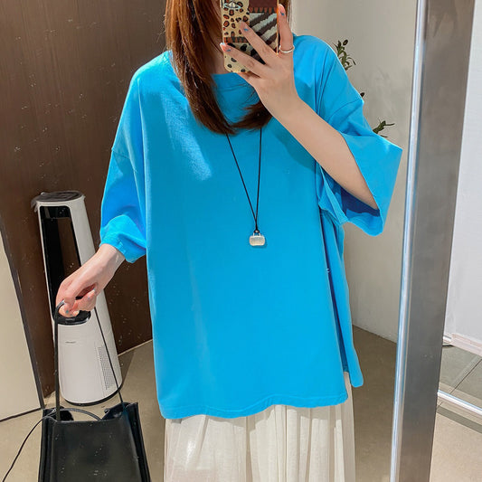 【トップス】ラウンドネック オーバーサイズ ドロップショルダー 半袖Tシャツ 夏新作【JZシリーズ】