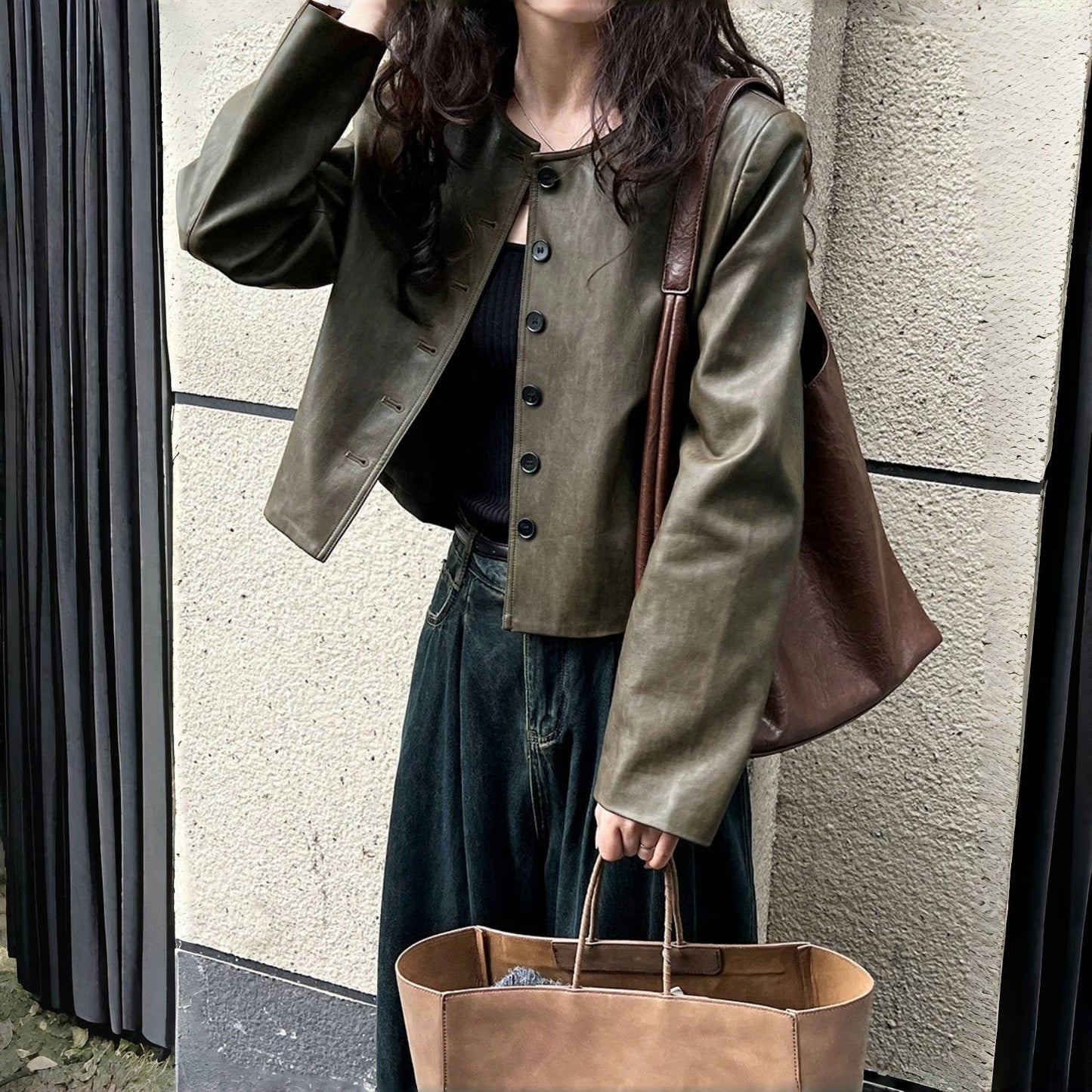 【24AW】【アウター】レトロ ストリート 売れ筋 PU ジャケット【SNシリーズ】