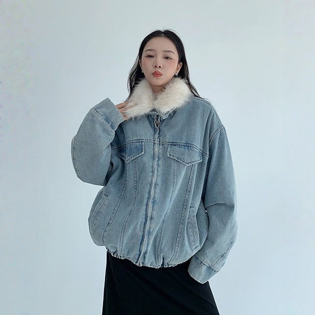 【アウター】春 秋 冬 ウォッシュド ヴィンテージ風 厚手 ファー襟 中綿 ジャケット 【FCシリーズ】