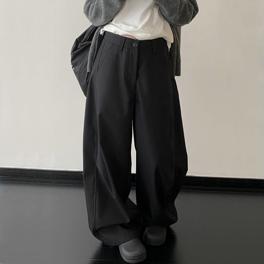 【ボトムス】春 秋 冬 カーブカット レトロ ストレート パンツ 【FCシリーズ】