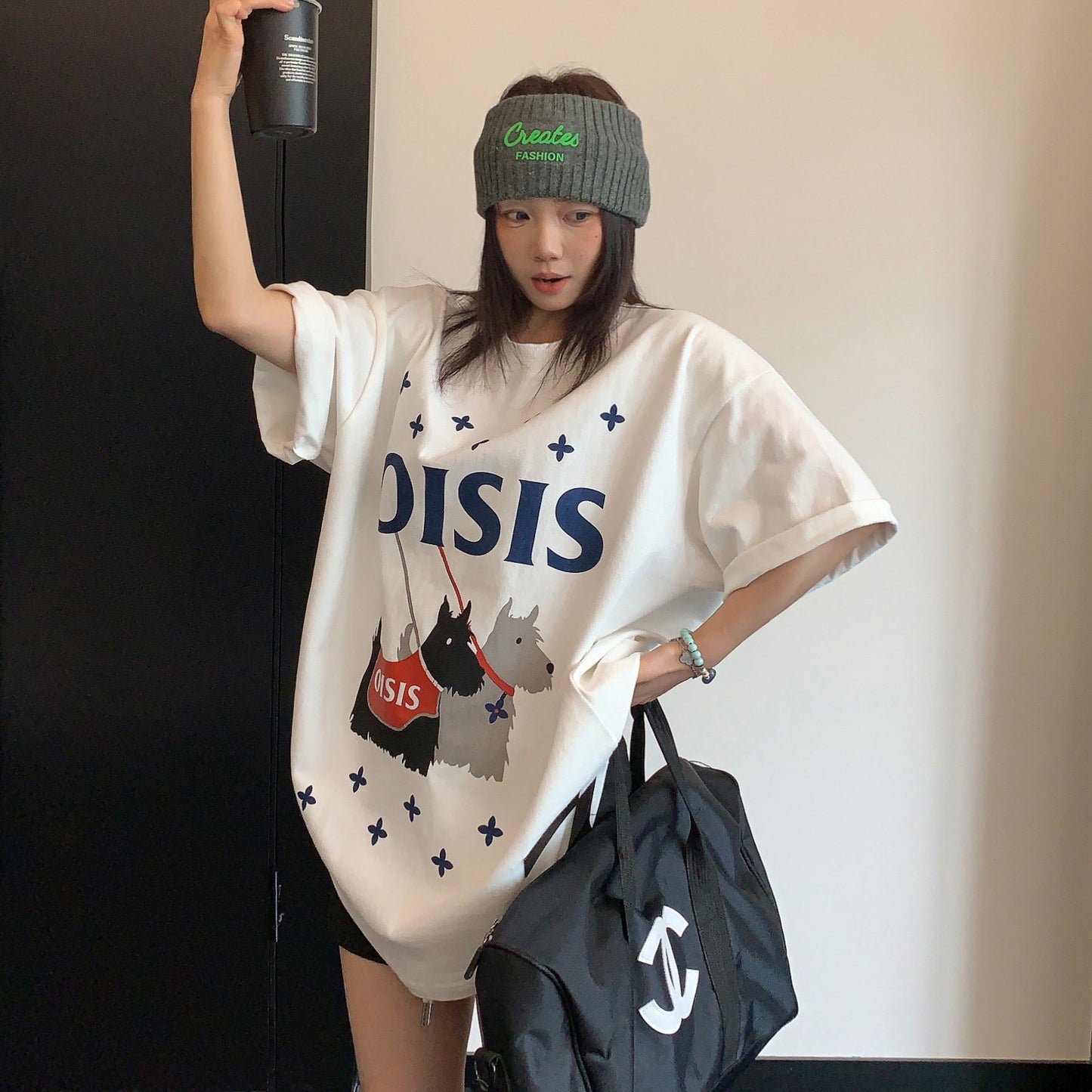 【トップス】カートゥーンプリント 半袖Tシャツ レディース リラックス感 カジュアル ストリート系【FCシリーズ】