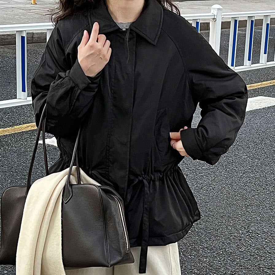 【アウター】レトロオールドマネー風 ドローストリング 中綿トレンチコート レディース 秋冬新作 綿入れコート【JZシリーズ】