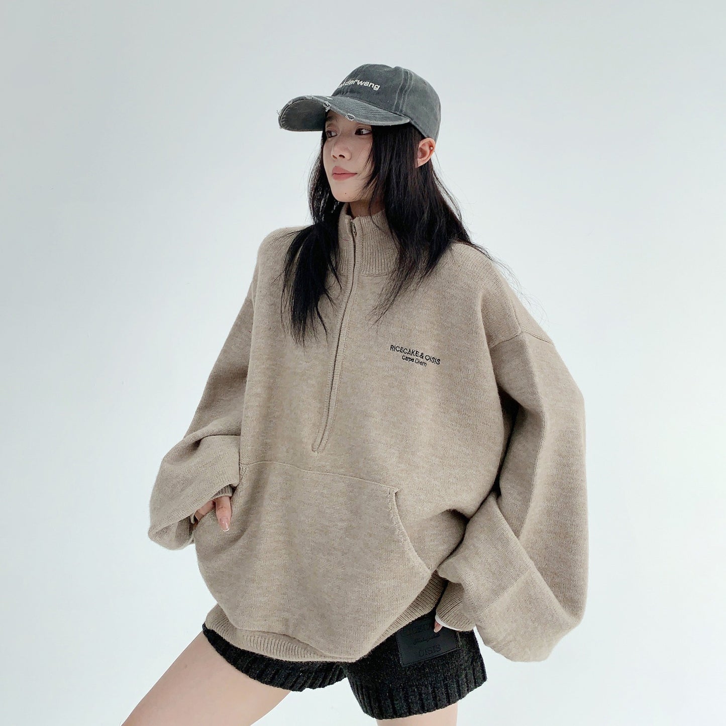 【トップス】厚手 ハイネック ニット レディース レトロデザイン ゆるふわスリーブ付き【FCシリーズ】