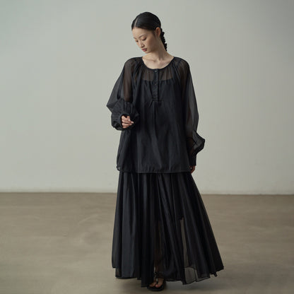 【セットアップ】【単品注文】シアーシャツ＆ロングスカート上下セット レディース 透け感 レイヤード リゾートコーデ【JZシリーズ】