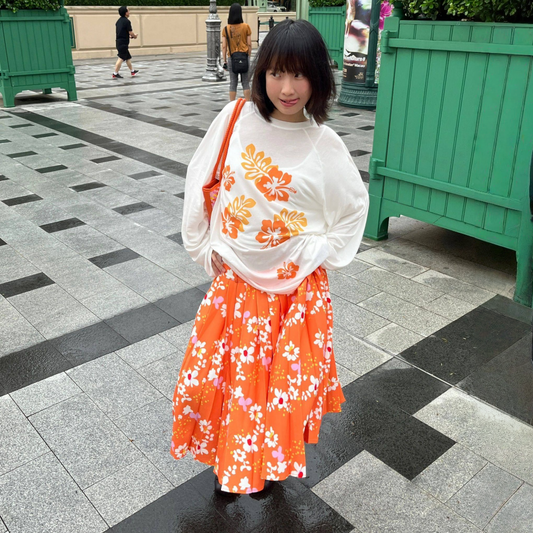 【セットアップ】【単品注文】トロピカルプリント トロピカルプリント ラグランスリーブ + プリーツスカート 2点上下セット 【SHシリーズ】