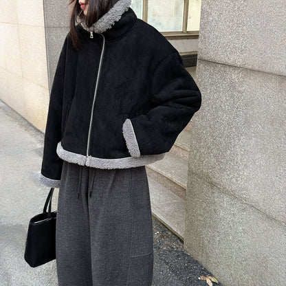 【アウター】防寒 切り替え ボア 春 秋 冬 ショート丈 ジャケット 【JZシリーズ】