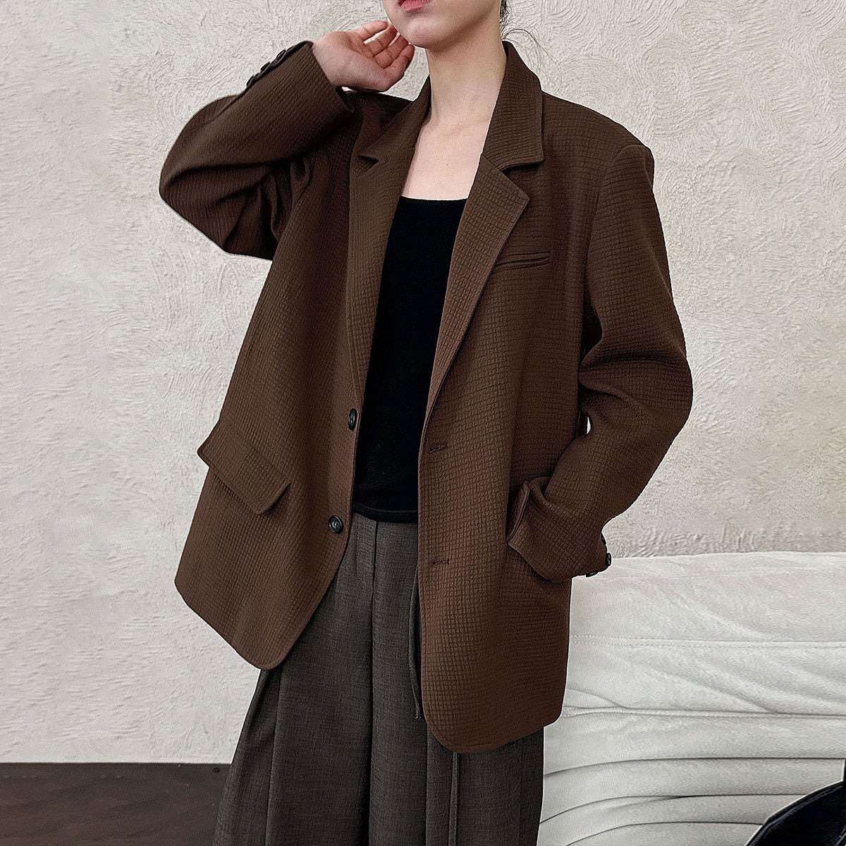 【アウター】秋コレクション レディース レトロ ゆったりシルエット 通勤・カジュアル スーツジャケット【SNシリーズ】