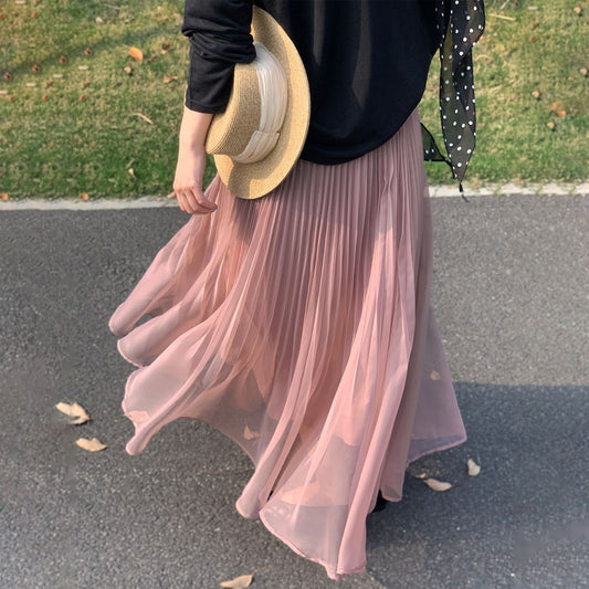 【ボトムス】韓国風ムード感 マーメイドチュール プリーツ ギャザースカート ウエストゴム レディース【JZシリーズ】