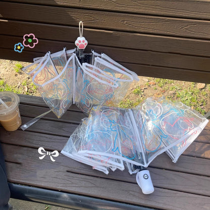 【グッズ】透明猫柄＆肉球プリント 癒し系かわいいキャラクター傘【SHシリーズ】