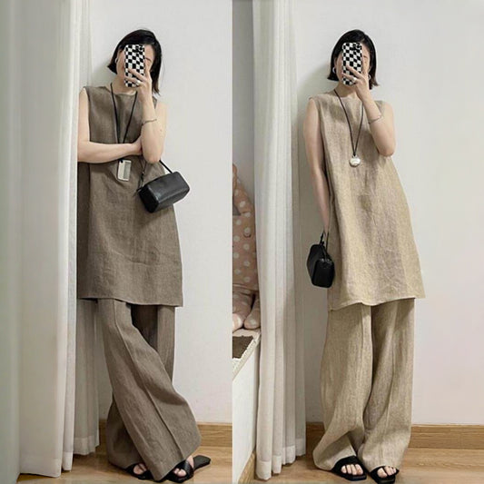 【セットアップ】夏 リラックス感 合わせやすい 海外トレンド トップス+パンツ 2点セット