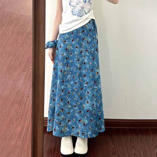 【ボトムス】大きいサイズ レディース スカート 夏 花柄 ロングスカート ウエストリボン ゆったり 体型カバー【SHシリーズ】