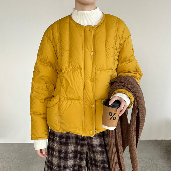 【アウター】ニットショール付き ❤ 90％ホワイトダックダウン入り ショートダウンジャケット 着回し【JZシリーズ】