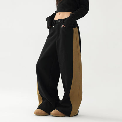 【ボトムス】✨配色切替デザイン♡ワイドストレートスウェットパンツ レディース ゆったり【FCシリーズ】【15~20日発送】