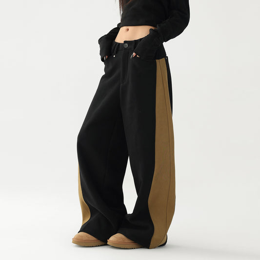 【ボトムス】✨配色切替デザイン♡ワイドストレートスウェットパンツ レディース ゆったり【FCシリーズ】【15~20日発送】