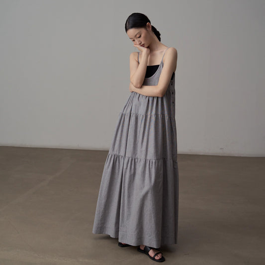 【ワンピース】リラックス感たっぷり キャミロングワンピース 夏のバカンスコーデに ノースリーブドレス【JZシリーズ】