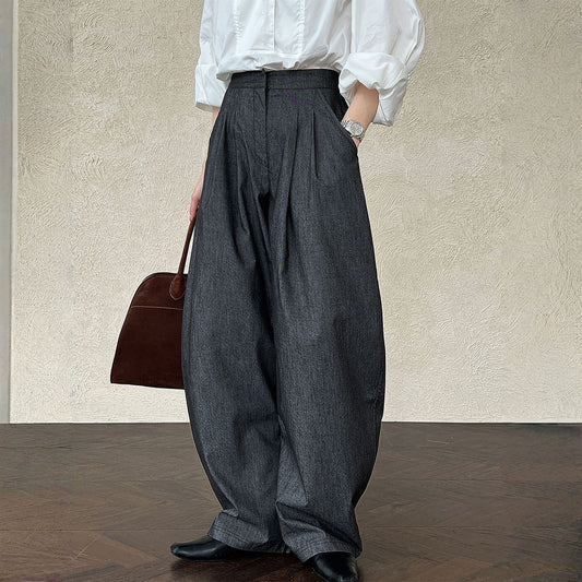 【ボトムス】春 秋 夏 冬 韓国風 ラフ感 サーベルカットスラックス フロア丈 パンツ 【JZシリーズ】