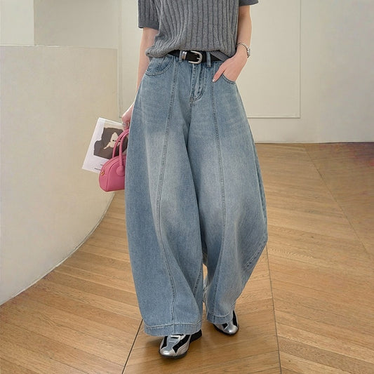 【ボトムス】カーブシルエット ハイウエスト ワイド パンツ 【JZシリーズ】