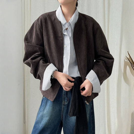 【アウター】春 秋 冬 スエード調 エレガント ジャケット 【JZシリーズ】