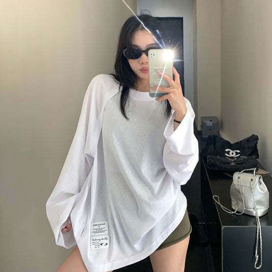 【トップス】リラックス感 ライト薄手 UVカット 長袖Tシャツ クルーネック プルオーバー レディース【FCシリーズ】