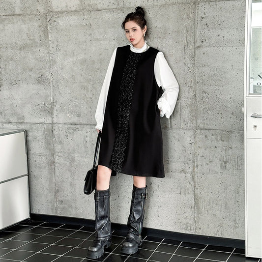 【60%OFF⭐️早い者勝ち】【ワンピース】ダークテイスト 切り替え ジャンパースカート ワンピース 【AHシリーズ】