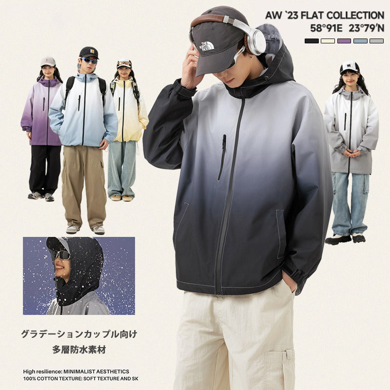 2/25~3/2 | 期間限定⭐️60%OFF【アウター】グラデーションデザイン 春新作 ユニセックス フード付き 登山 防水防風 マウンテンパーカー ジャケット【FCシリーズ】