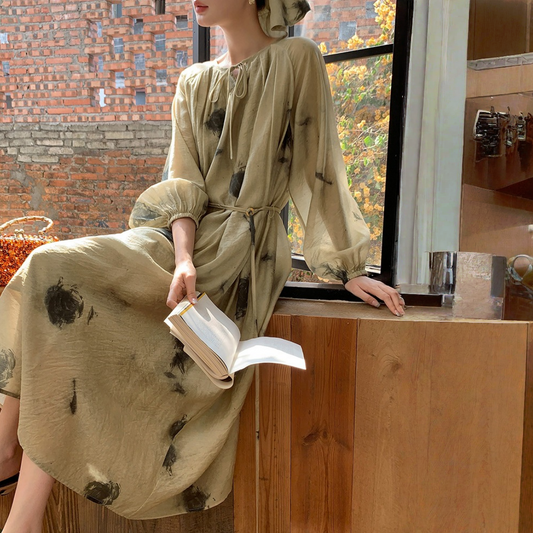 【ワンピース】春 秋 夏 ランタンスリーブ パフスリーブ エレガント 長袖 ワンピース 【SHシリーズ】