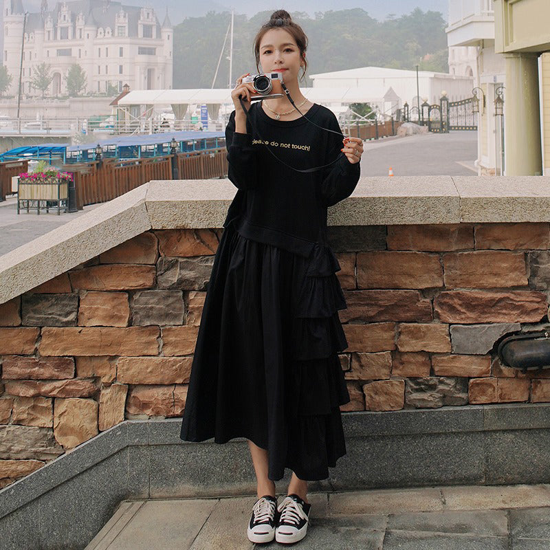 【ワンピース】個性派 かわいい ピンクスウェットワンピース レディース 春秋 ドーパミン風 ゆったり 長袖ワンピース【JZシリーズ】