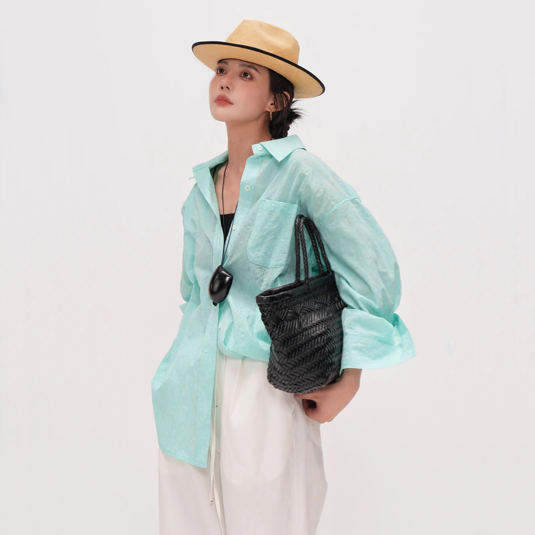 【トップス】【15日内発送】春 秋 夏 グレイッシュブルー UV対策 長袖シャツ 【JZシリーズ】