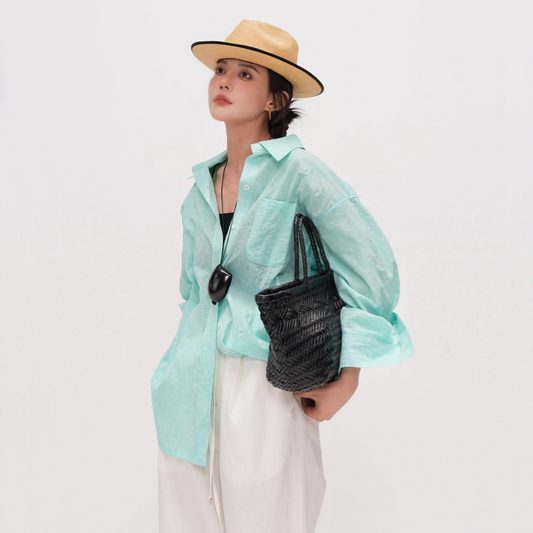 【トップス】【15日内発送】春 秋 夏 グレイッシュブルー UV対策 長袖シャツ 【JZシリーズ】