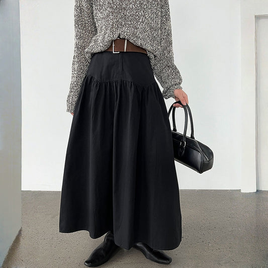 【ボトムス】春 秋 冬 レトロ  ギャザー入り ウエスト フレアスカート 【JZシリーズ】