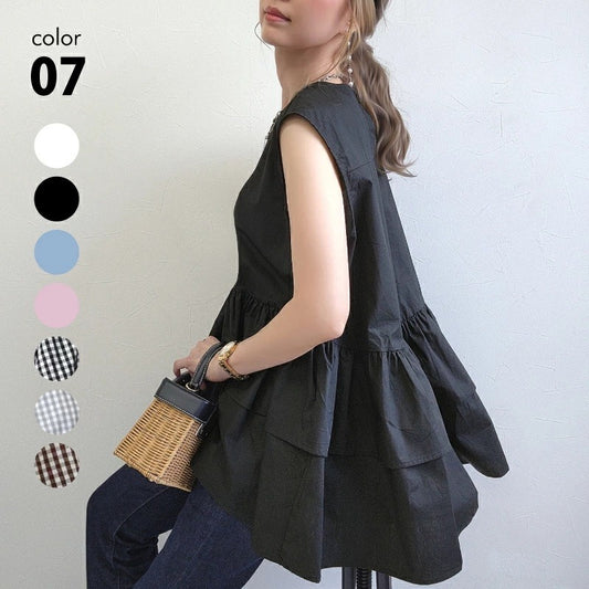 期間限定⭐️60%OFF【トップス】フリル ドールブラウス 着回し 半袖 / ノースリーブ シャツ【JZシリーズ】