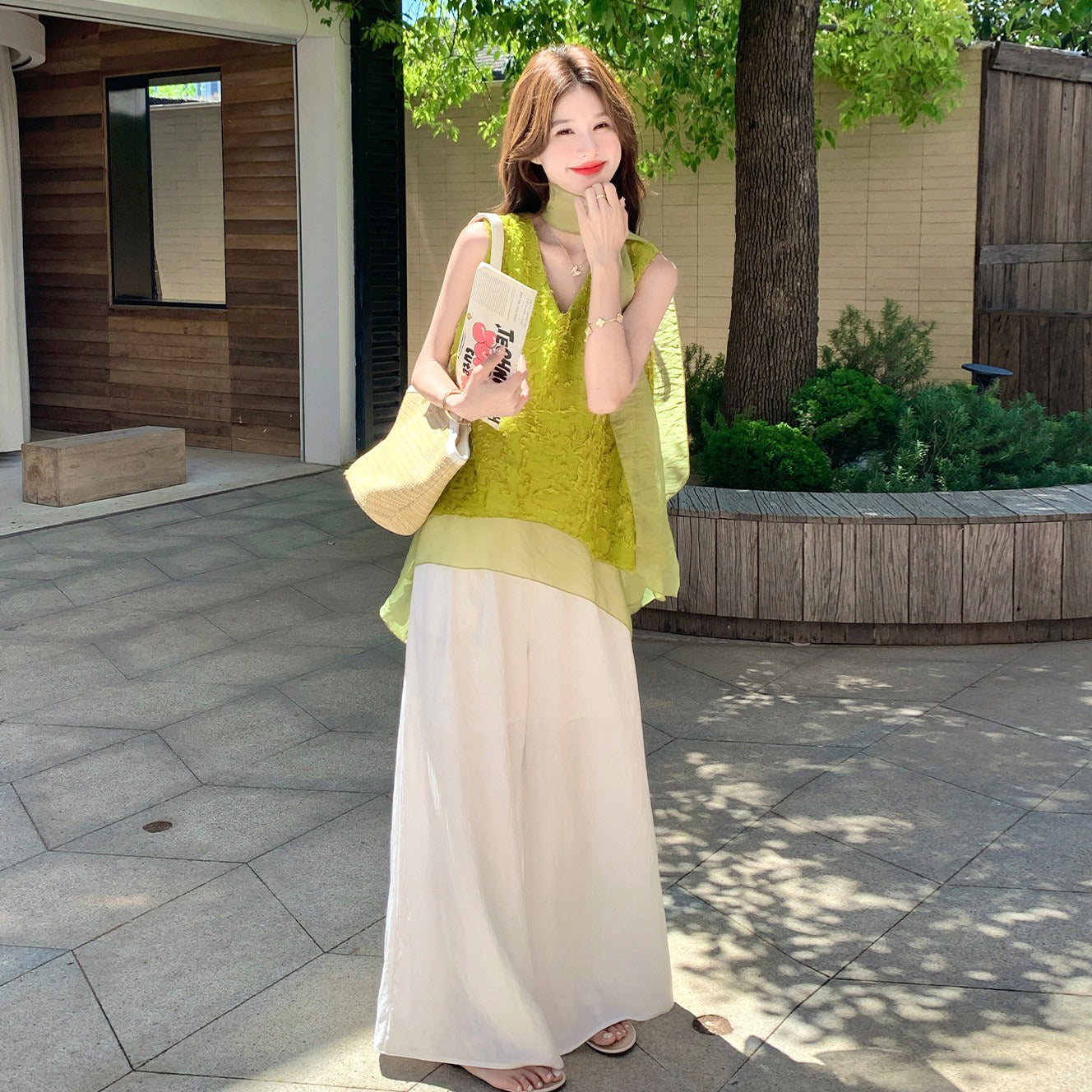 2点セット！【セットアップ】リゾート フリンジ セットアップ レディース 夏新作 キャミトップス ワイドパンツ こなれ感 上下セット【JZシリーズ】