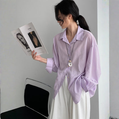 期間限定⭐️60%OFF【トップス】テンセル100% 襟付き シングルボタン 通気性 シャツ 【JZシリーズ】