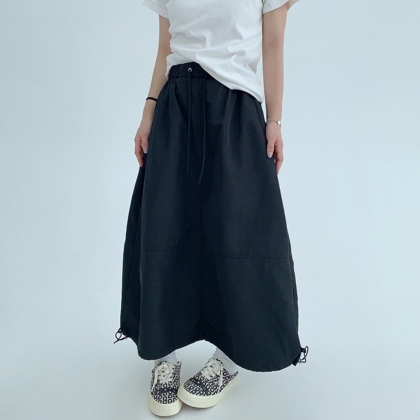 【ボトムス】シンプルシルエット 厚手素材 ブラック ロングスカート レディース【FCシリーズ】