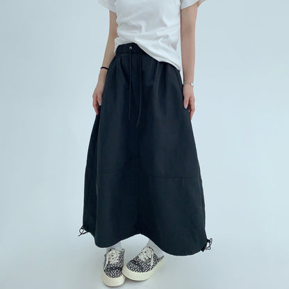 【ボトムス】シンプルシルエット 厚手素材 ブラック ロングスカート レディース【FCシリーズ】