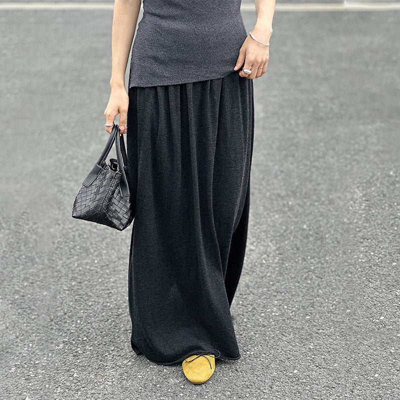 【ボトムス】ハイセンス ニットスカート レディース ウエストゴム 細見えムード感ロングスカート【JZシリーズ】