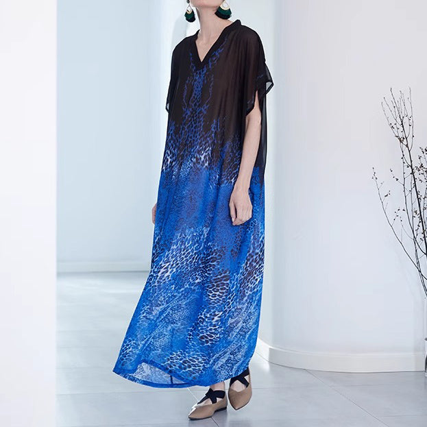 【ワンピース】上品 フレアシルエット ゆったり ロング丈 バカンス風 半袖 ワンピース【SHシリーズ】