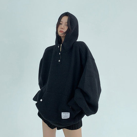 【トップス】大人の抜け感◎ オーバーサイズ厚手ニットパーカー レディース ゆるカジュアル【FCシリーズ】