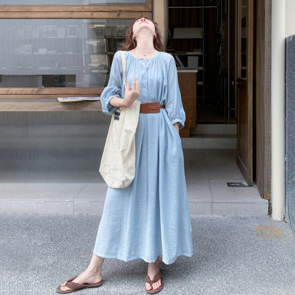 【ワンピース】優しいエレガンス デザイン感 ベルト 日焼け防止 長袖ワンピース【JZシリーズ】