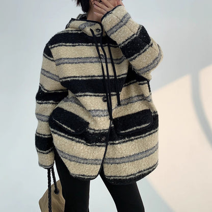 【24AW】【15～20日内発送】【アウター】新品 高級感 ミドル丈 ストライプ柄 キルティング コート【FCシリーズ】