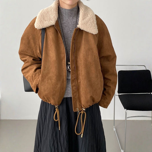 【アウター】春 冬 秋 メラード ボアカラー 中綿ジャケット 【JZシリーズ】