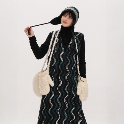 【ワンピース】ウェーブ柄 春 秋 冬 ノースリーブ ワンピース 【JZシリーズ】