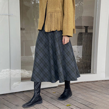 【ボトムス】ヴィンテージ風 ハイウエスト ダイヤ柄 スカート レディース 新作 Aライン スカート【SNシリーズ】